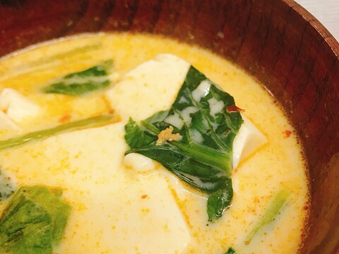 【簡単・美味！】豆乳たっぷり麻婆豆腐スープ